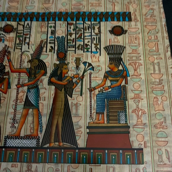 21” W x 7.25” L x 1” Custom Framed Hand Painted Papyrus Egyptian Art from Egypt - Picture 6 of 12